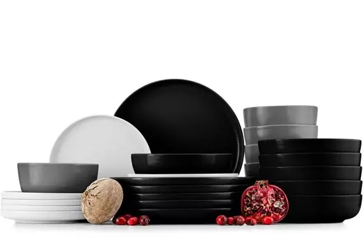 Комбинированный сервиз Konsimo Миска VICTO, десертная тарелка, обеденная тарелка, суповая тарелка на 6 персон (24 эл.), разноцветная, керамическая, лофт, 20 см | 27см | 18,5 см | 14,5 см, мультиколор