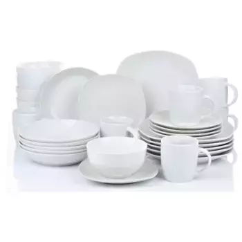 Комбинированный сервиз Retsch Arzberg «Набор посуды, сервиз ЕЖЕДНЕВНО», (набор, 30 шт.), квадратная форма-переворот, 30 шт., на 6 персон, белый