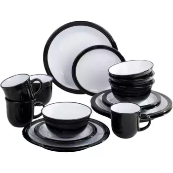 Комбинированный сервиз Retsch Arzberg «Набор посуды, сервиз CAMDEN», (набор, 16 предметов), очарование деревенского загородного дома, 16 предметов, на 4 персоны, черно-белый