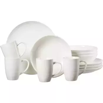 Комбинированный сервиз Ritzenhoff & Breker "Набор посуды, сервиз Суоми", (набор, 12 предметов, 4 плоские тарелки, 4 пиалы (800 мл), 4 кофейные кружки (300 мл), скандинавский дизайн, 12 предметов, на 4 персоны, белый