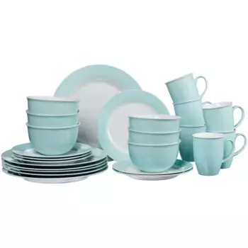 Комбинированный сервиз Ritzenhoff & Breker «Набор посуды, сервиз Doppio», (набор, 24 предмета), в привлекательных цветовых вариациях, 24 предмета, на 6 человек, белый/бирюзовый