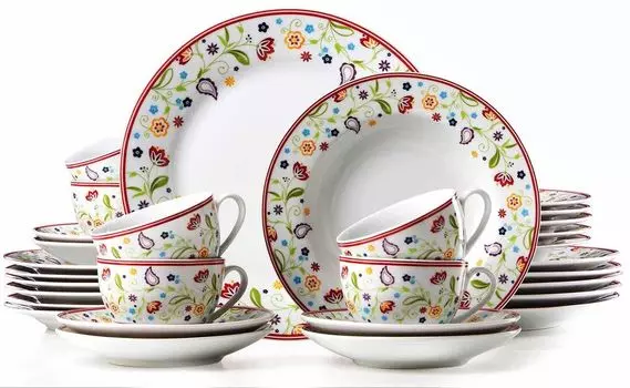 Комбинированный сервиз Ritzenhoff и Breker, обеденный сервиз, столовый сервиз, 30 предметов, красочный цветочный узор Ritzenhoff & Breker, мультиколор