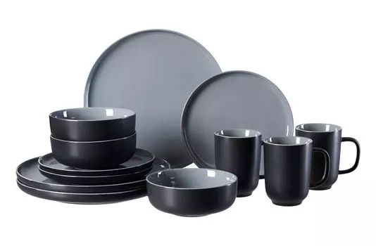 Комбинированный сервиз - серый - черный - керамогранит - на 3 человека - 12 шт Ritzenhoff & Breker