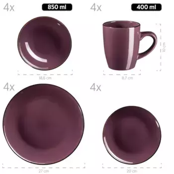 Комбинированный сервиз столовой посуды Mser, фиолетовый