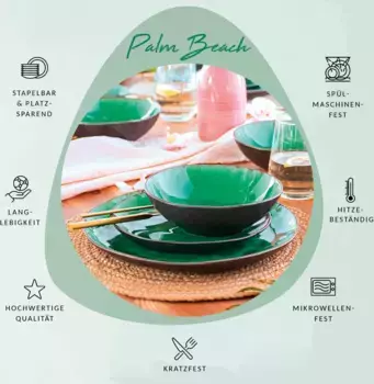 Комбинированный сервиз столовой посуды Saenger, зеленый