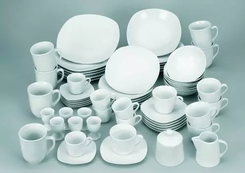 Комбинированный сервиз VAN WELL Atrium 62 шт. Изготовлен из фарфора, цвет белый