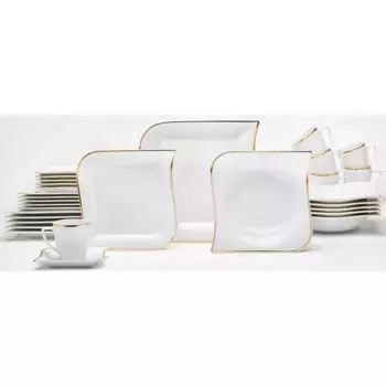 Комбинированный сервиз van Well "Набор посуды, сервиз Goldline", (набор, 30 шт.), изогнутая форма, край золотого цвета, 30 шт., на 6 персон, цвет wei/goldfarben