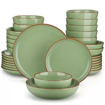 Комбинированный сервиз vancasso из 32 предметов из керамогранита, набор посуды в современном стиле, набор из обеденной тарелки, тарелки для торта, суповой тарелки и универсальных тарелок, зеленый