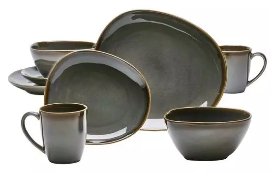 Комбинированный сервизный набор Sines (8 предметов), на 2 персоны, керамика Van Well, серый