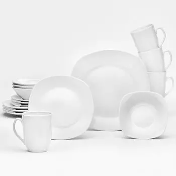 Комбинированный сервизный сервиз Arona (16 предметов), на 4 персоны, фарфор, идеален для повседневного использования Van Well, белый