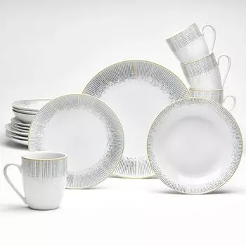 Комбинированный сервизный сервиз Наксос (16 предметов), на 4 персоны, фарфор Van Well, белый