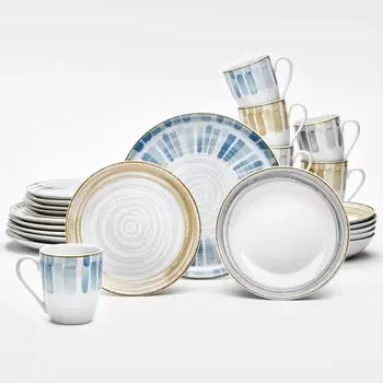 Комбинированный сервизовый набор посуды, Равенна (24 предмета), на 6 персон, фарфор Van Well