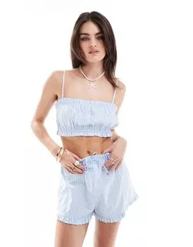 Комбинированный топ из поплина Miss Selfridge с синей полоской