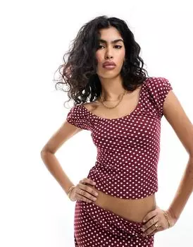 Комбинированный топ от солнца в горошек с объемными рукавами ASOS DESIGN