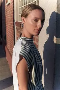 Комбинированный топ в полоску ZARA, белый