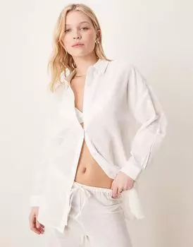 Комбинируемая рубашка New Look из хлопка и слайма белого цвета