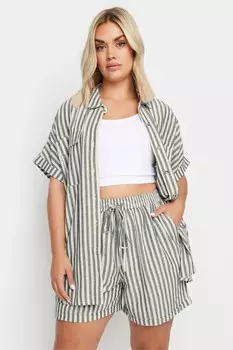 Комбинируемые шорты из льна в полоску Yours Curve, черный