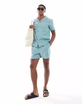 Комбинируемые шорты New Look из сирсакера в бирюзовом цвете