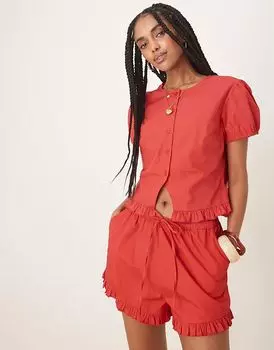 Комбинируемые шорты с оборками от ASOS DESIGN красного цвета