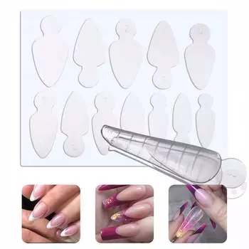 Комбо-система Силиконовые французские формы двойной формы «Миндаль», 12 шт., AllePaznokcie