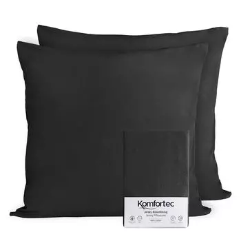 Komfortec 100% хлопок, набор из 2 наволочек 40х40 см, супермягкая наволочка из джерси премиум-класса 150 г/м, наволочка, черный