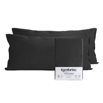 Komfortec 100% хлопок, набор из 2 наволочек 40х80 см, супермягкая наволочка из джерси премиум-класса 150 г/м, наволочка, черный