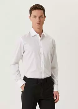 Комфортная белая рубашка из твила без глажки Beymen