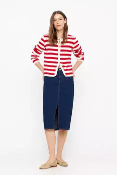 Комфортная джинсовая юбка миди Cortefiel, синий