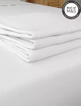 Комфортная и прохладная плоская простыня с содержанием лиоцелла Marks & Spencer, бирюзовый