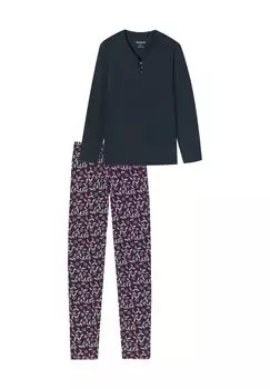 Комфортная ночная рубашка для женщин, пижамы с воротником Henley SCHIESSER, цвет Nachtblau