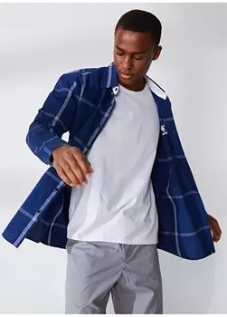 Комфортная посадка с воротником на пуговицах темно-синяя мужская рубашка MILASO U.S. Polo Assn., темно-синий