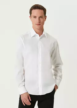 Комфортная рубашка добби без глажки Beymen Club, белый