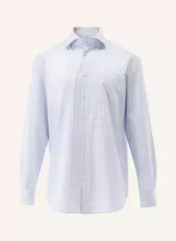 Комфортная рубашка с длинными рукавами и воротником-акулой Van Laack, синий