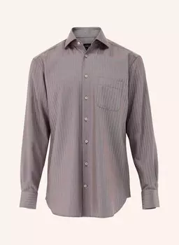 Комфортная рубашка с длинными рукавами и воротником-акулой van Laack, темно-красный