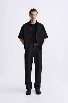 Комфортная рубашка с текстурированной формой ZARA, черный