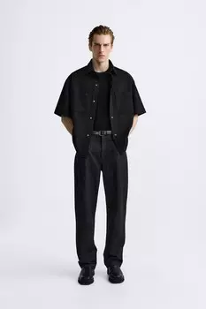 Комфортная рубашка с текстурированной формой ZARA, черный