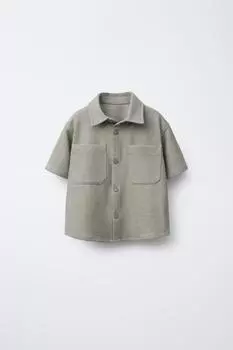 Комфортная рубашка ZARA, зеленый