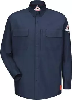 Комфортная тканая рубашка iQ Series с накладными карманами и длинными рукавами Bulwark FR, темно-синий