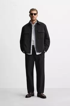 Комфортная утепленная рубашка ZARA, черный