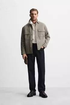 Комфортная утепленная рубашка ZARA, серый