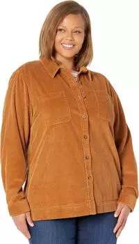 Комфортная вельветовая свободная рубашка больших размеров с длинными рукавами L.L.Bean, цвет Saddle