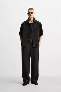 Комфортная верхняя рубашка ZARA, черный