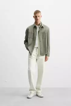 Комфортная верхняя рубашка ZARA, хаки
