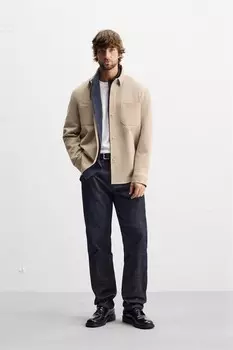Комфортная верхняя рубашка ZARA, кэмел