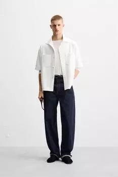 Комфортная верхняя рубашка ZARA, устрично-белый