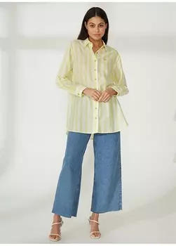 Комфортная зеленая женская рубашка с рубашечным воротником в полоску U.S. Polo Assn.