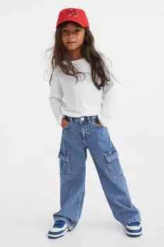 Комфортные эластичные джинсы карго широкого кроя H&amp;M