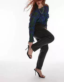 Комфортные эластичные джинсы Topshop Curve черного стираного цвета