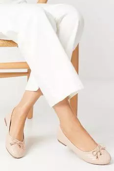 Комфортные балетки Phoenix со стеганой отделкой и бантом Dorothy Perkins, нюд