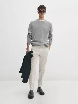 Комфортные брюки-чиносы закруженного кроя Massimo Dutti, холодный
